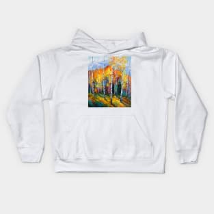 Autumn birches on the edge Kids Hoodie